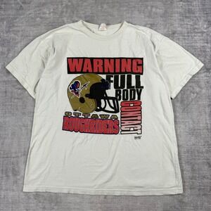 Ottawa Roughriders Shirt Mens Large White Vintage 1995 CFL Single Stitch Delong